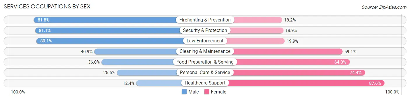 Services Occupations by Sex in Zip Code 22407