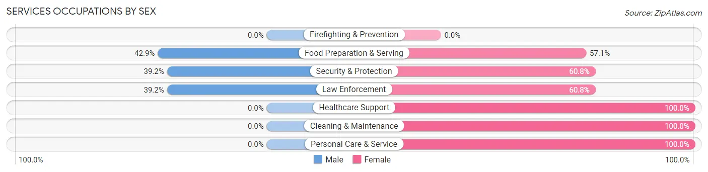 Services Occupations by Sex in Zip Code 22435