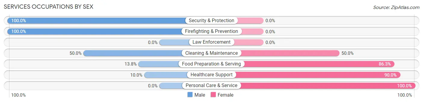 Services Occupations by Sex in Zip Code 22473