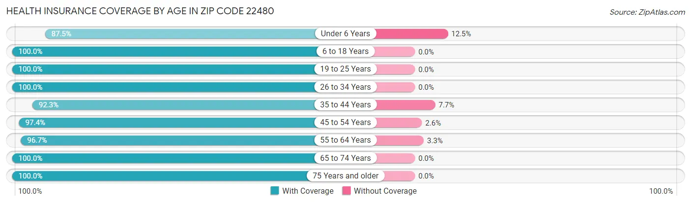 Health Insurance Coverage by Age in Zip Code 22480