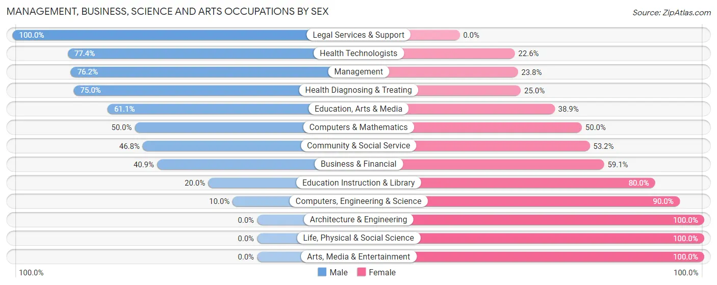 Management, Business, Science and Arts Occupations by Sex in Zip Code 22480