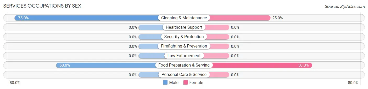 Services Occupations by Sex in Zip Code 22480