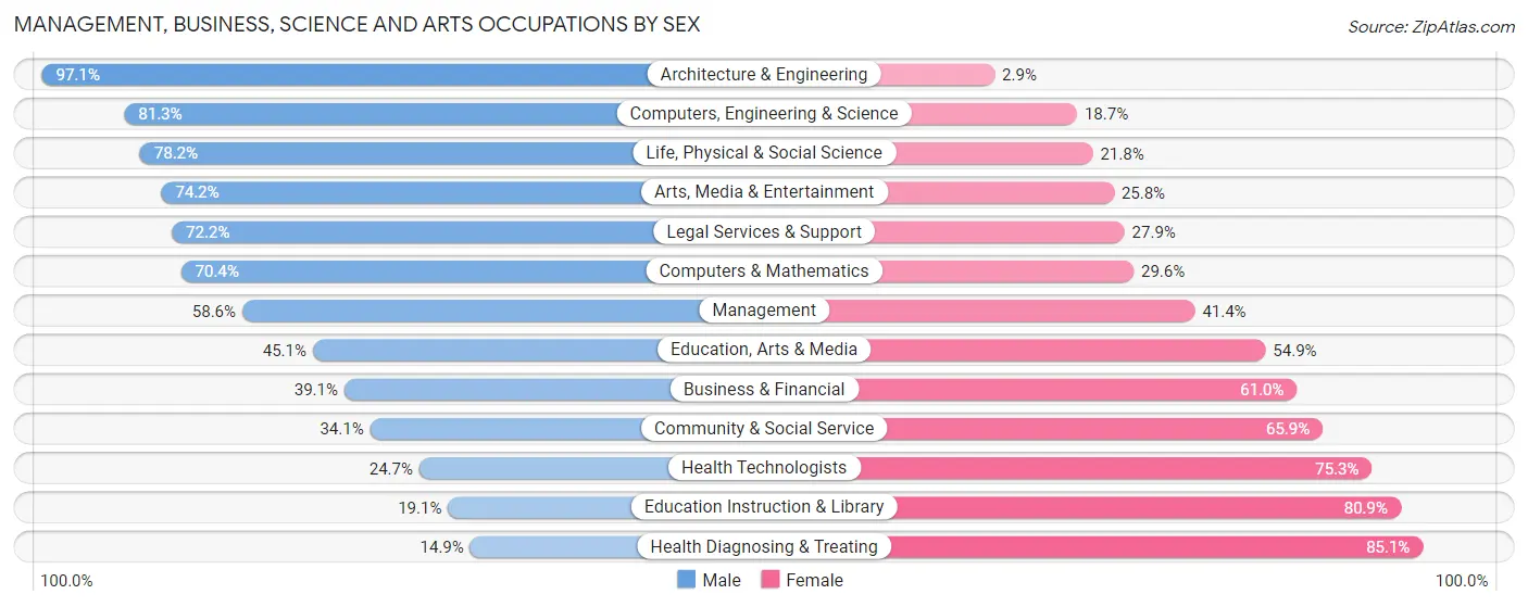 Management, Business, Science and Arts Occupations by Sex in Zip Code 22485