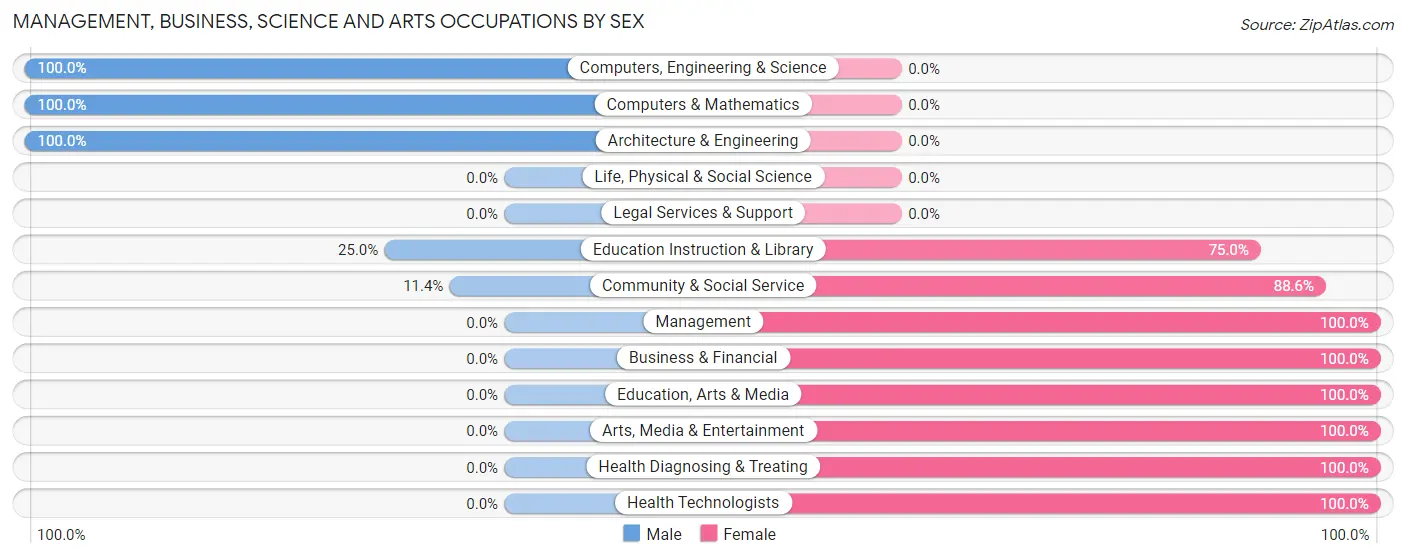Management, Business, Science and Arts Occupations by Sex in Zip Code 22539