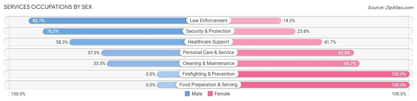 Services Occupations by Sex in Zip Code 22567