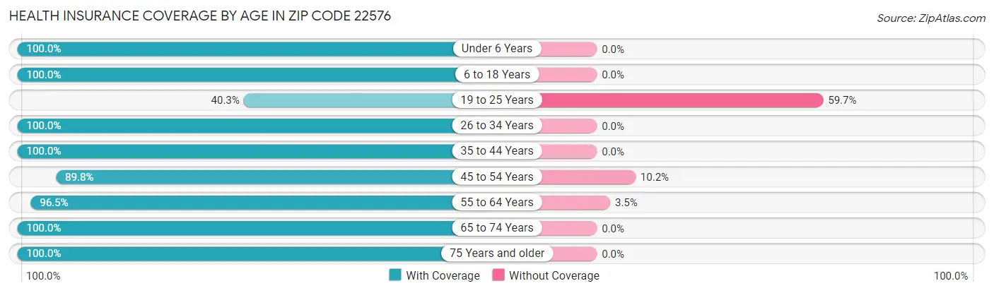 Health Insurance Coverage by Age in Zip Code 22576
