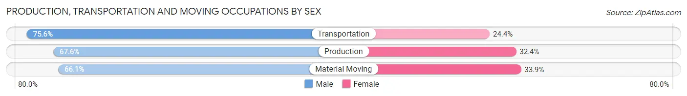 Production, Transportation and Moving Occupations by Sex in Zip Code 22601