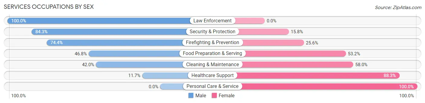 Services Occupations by Sex in Zip Code 22603