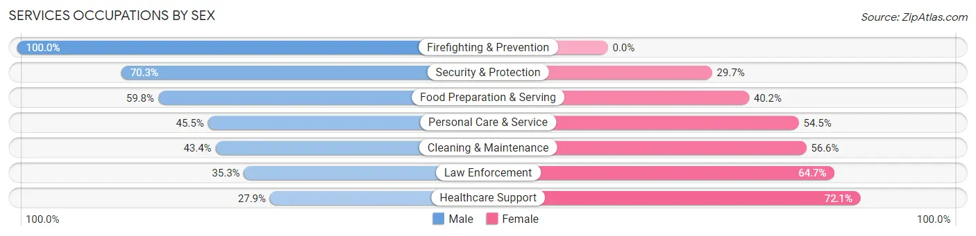Services Occupations by Sex in Zip Code 22611