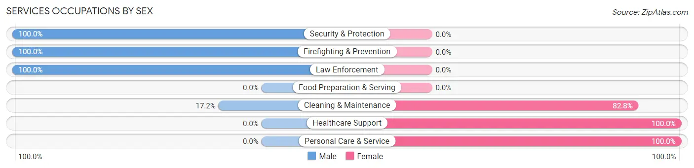 Services Occupations by Sex in Zip Code 22652