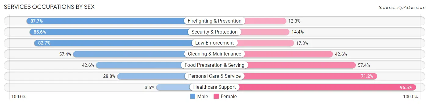Services Occupations by Sex in Zip Code 22701