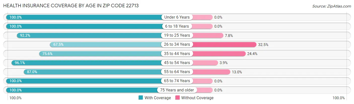 Health Insurance Coverage by Age in Zip Code 22713