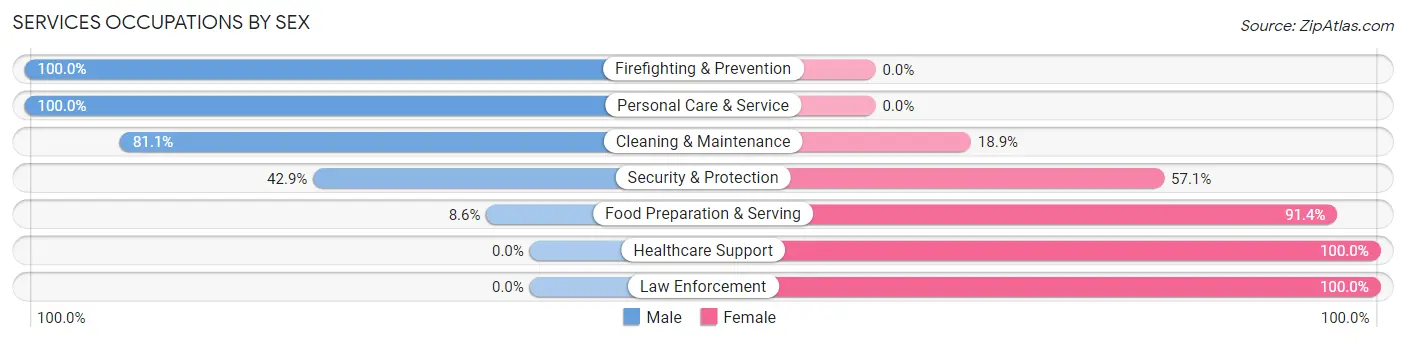 Services Occupations by Sex in Zip Code 22713