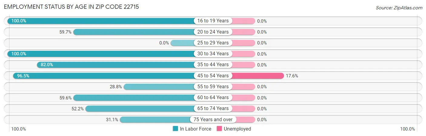 Employment Status by Age in Zip Code 22715