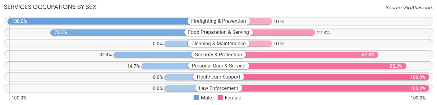 Services Occupations by Sex in Zip Code 22724