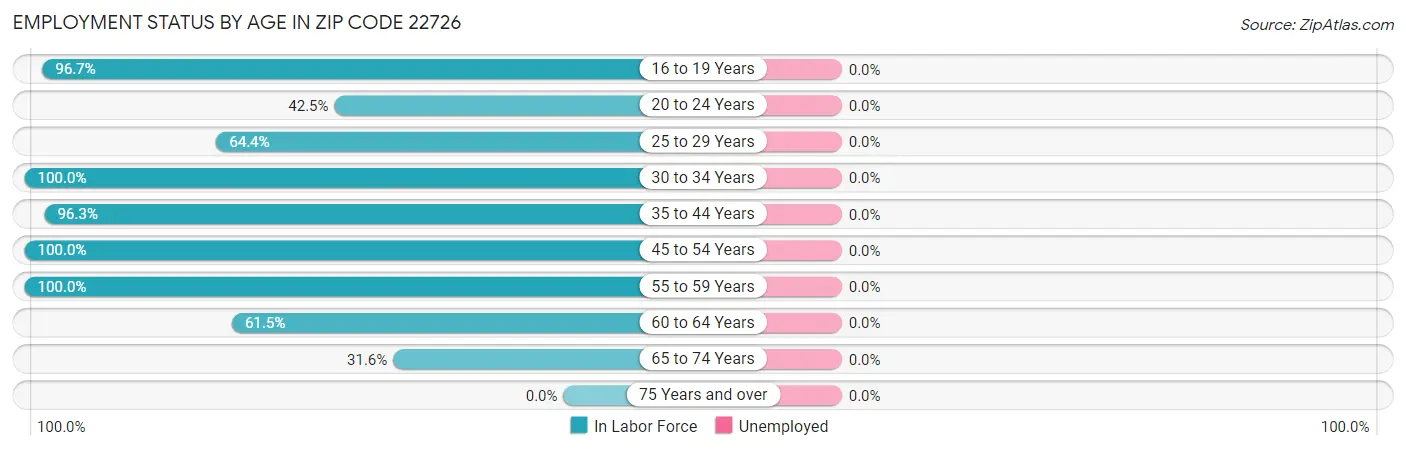Employment Status by Age in Zip Code 22726