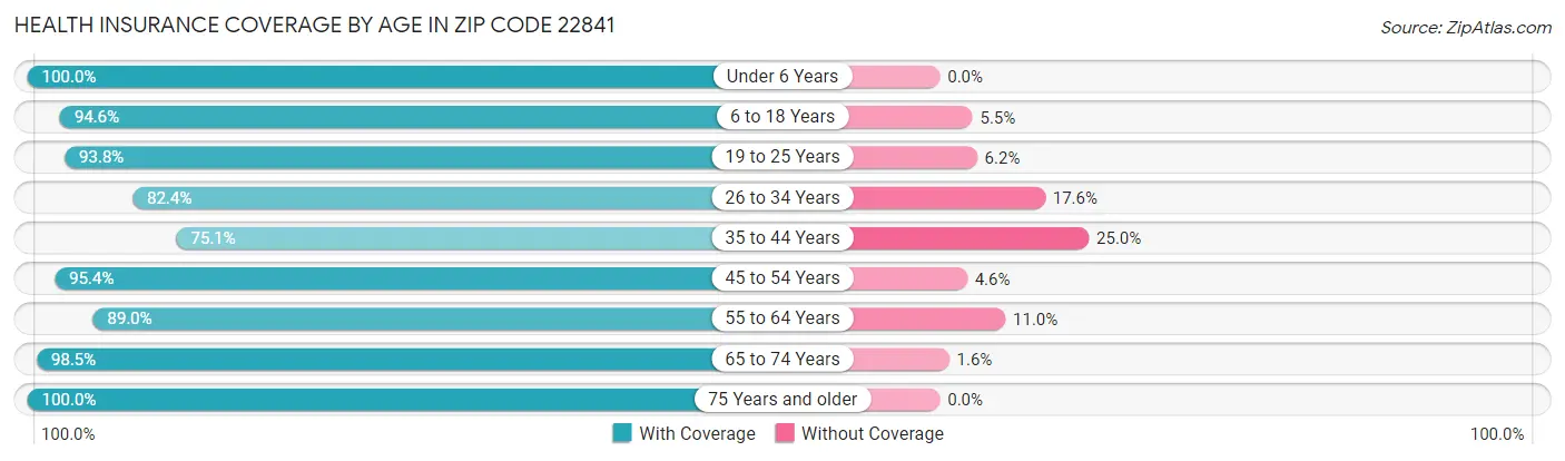 Health Insurance Coverage by Age in Zip Code 22841