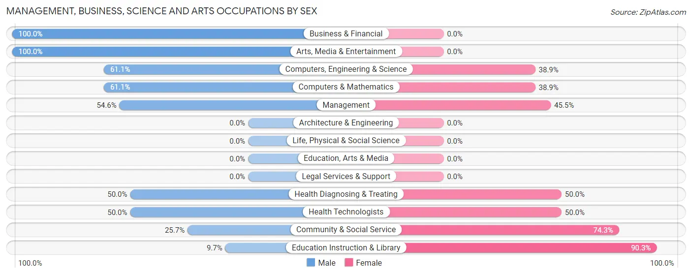 Management, Business, Science and Arts Occupations by Sex in Zip Code 22846