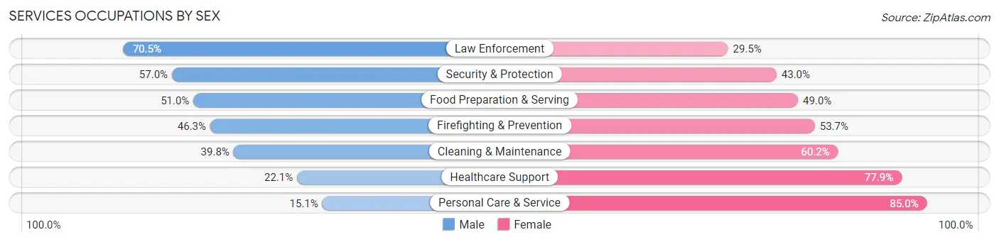 Services Occupations by Sex in Zip Code 22901