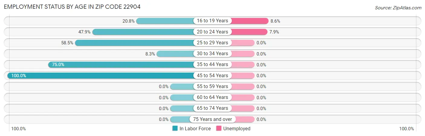 Employment Status by Age in Zip Code 22904