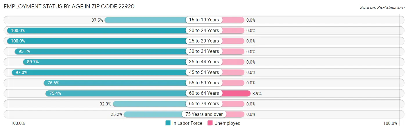 Employment Status by Age in Zip Code 22920