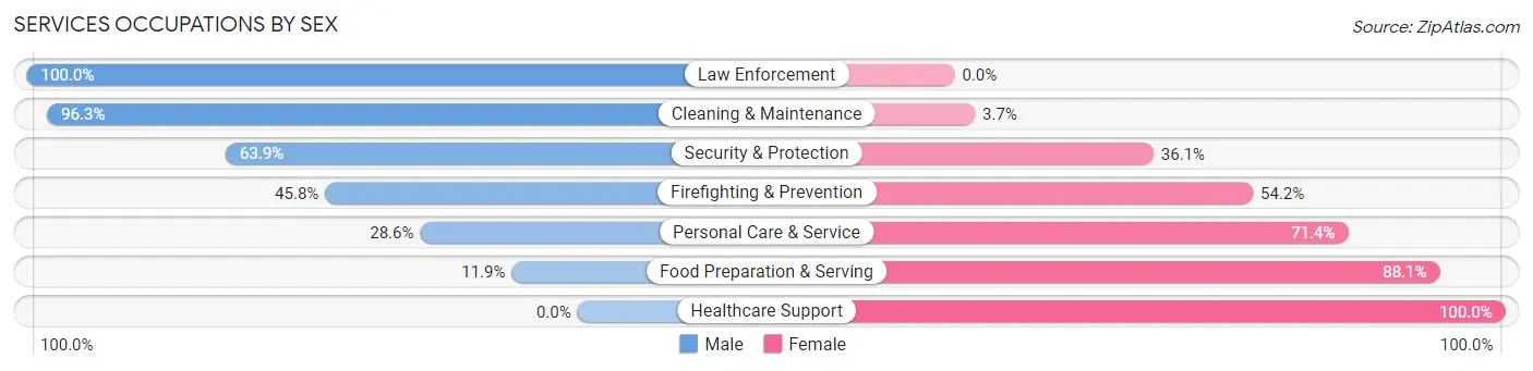 Services Occupations by Sex in Zip Code 22932