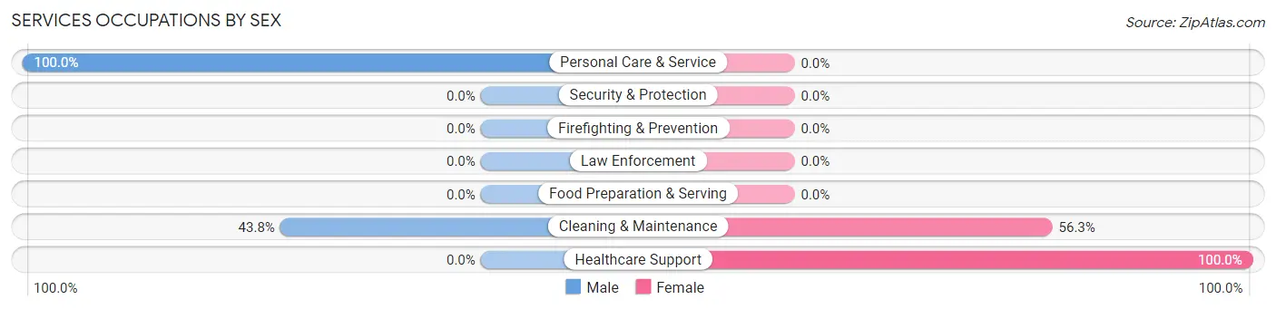 Services Occupations by Sex in Zip Code 22935