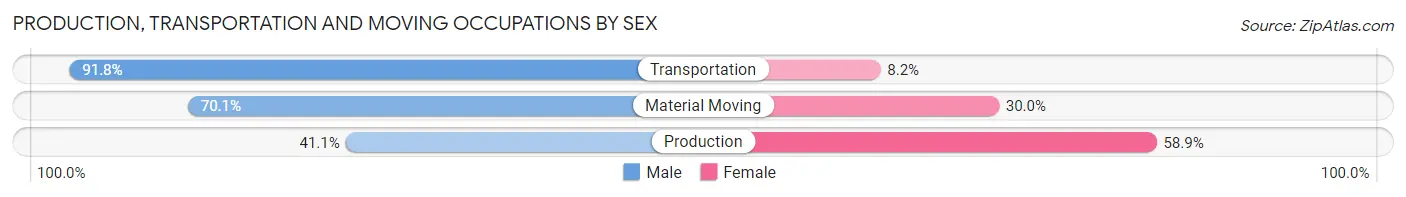 Production, Transportation and Moving Occupations by Sex in Zip Code 22942