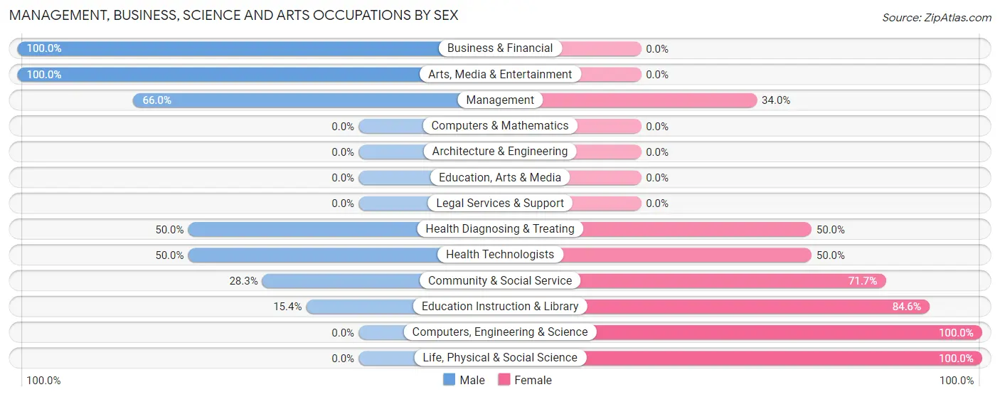 Management, Business, Science and Arts Occupations by Sex in Zip Code 22949