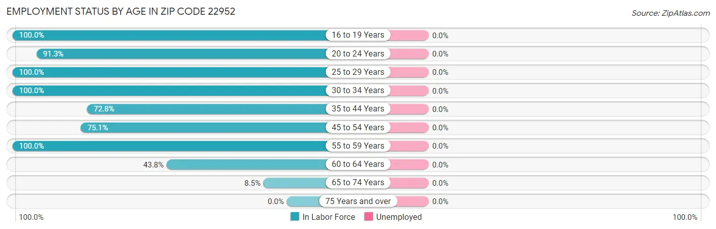 Employment Status by Age in Zip Code 22952