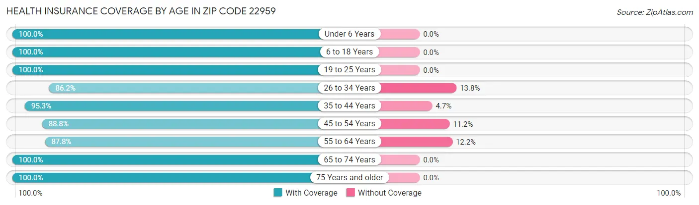 Health Insurance Coverage by Age in Zip Code 22959