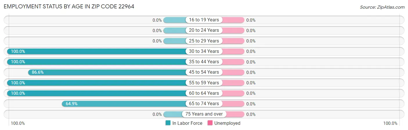 Employment Status by Age in Zip Code 22964