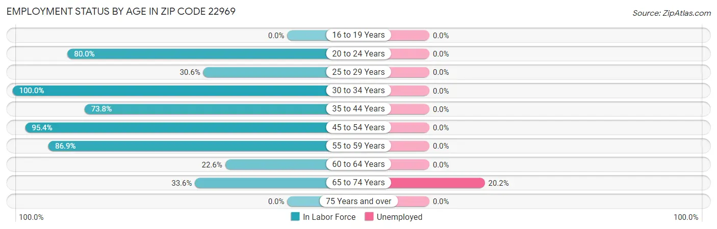 Employment Status by Age in Zip Code 22969
