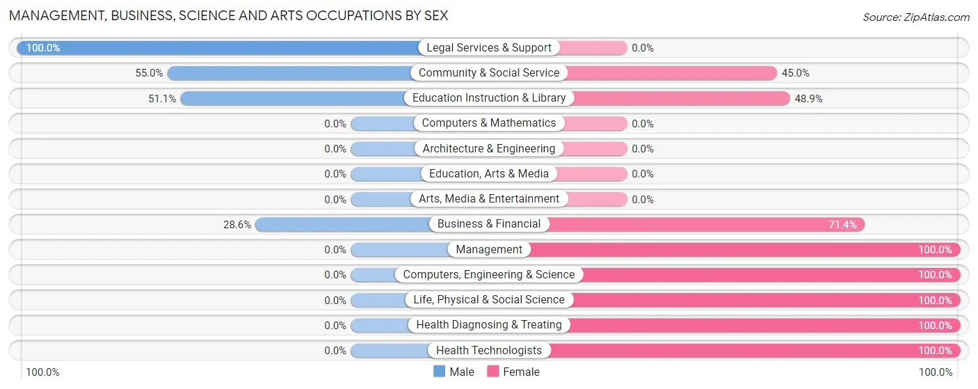 Management, Business, Science and Arts Occupations by Sex in Zip Code 22969