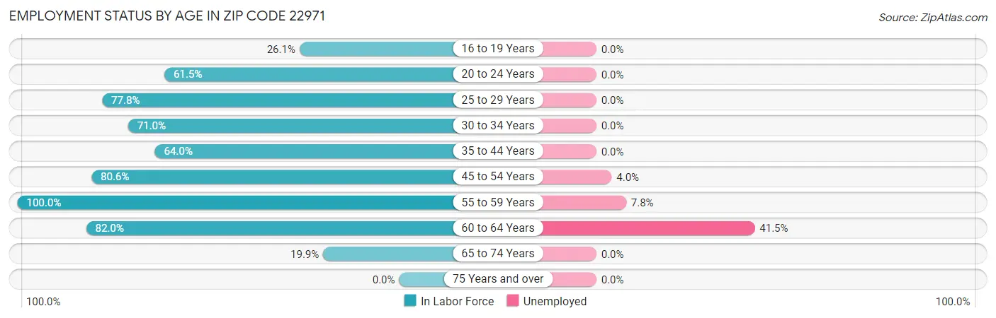 Employment Status by Age in Zip Code 22971