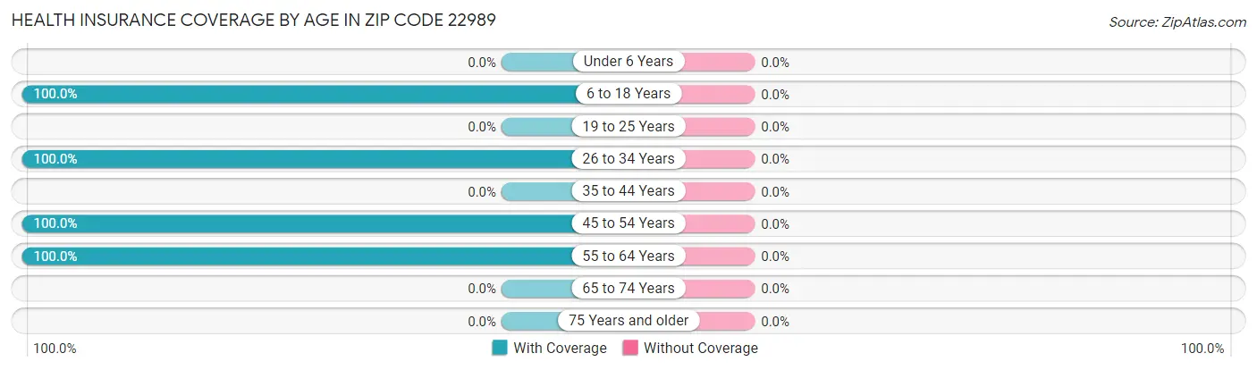 Health Insurance Coverage by Age in Zip Code 22989