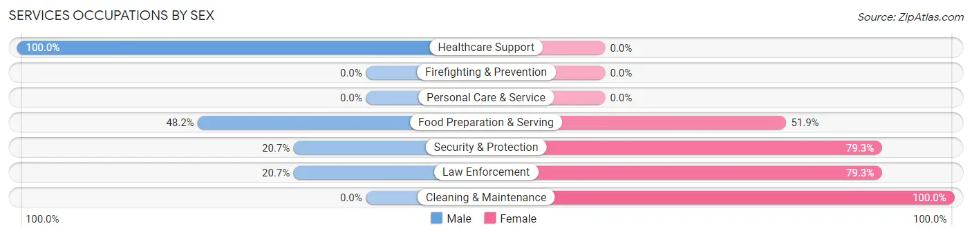 Services Occupations by Sex in Zip Code 23004