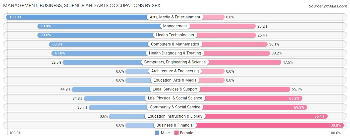 Management, Business, Science and Arts Occupations by Sex in Zip Code 23038