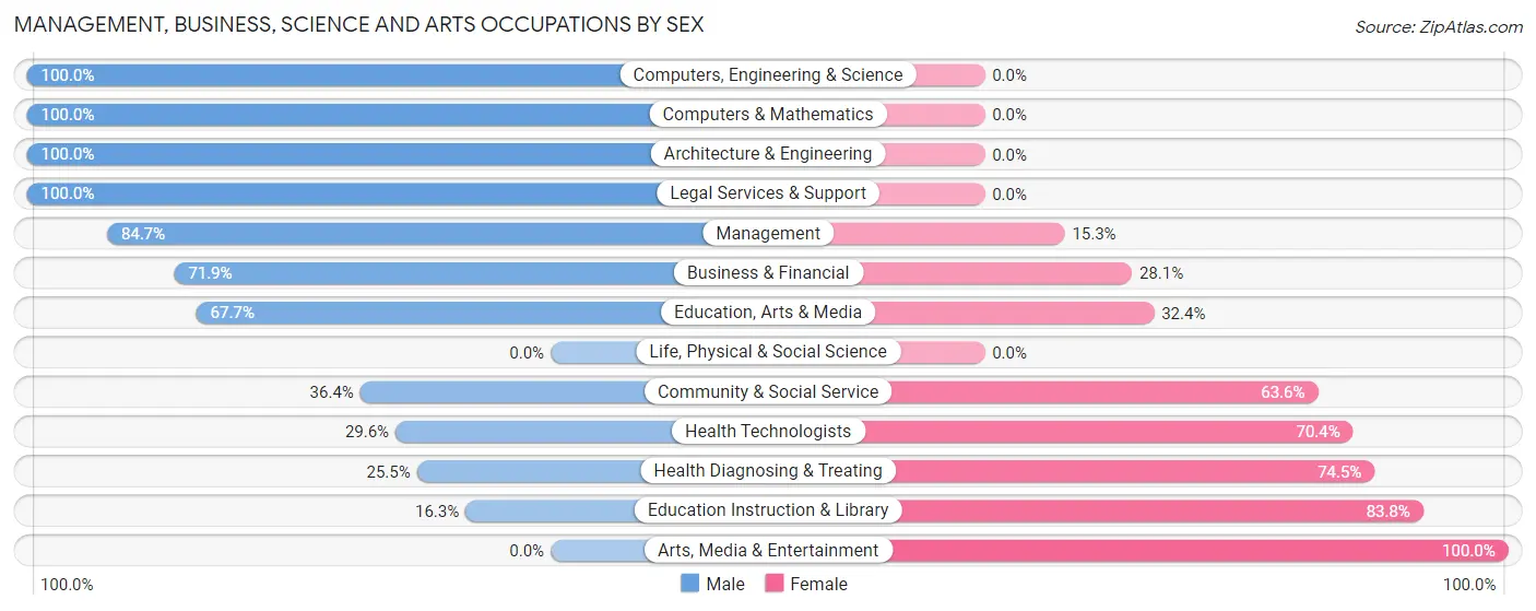 Management, Business, Science and Arts Occupations by Sex in Zip Code 23039