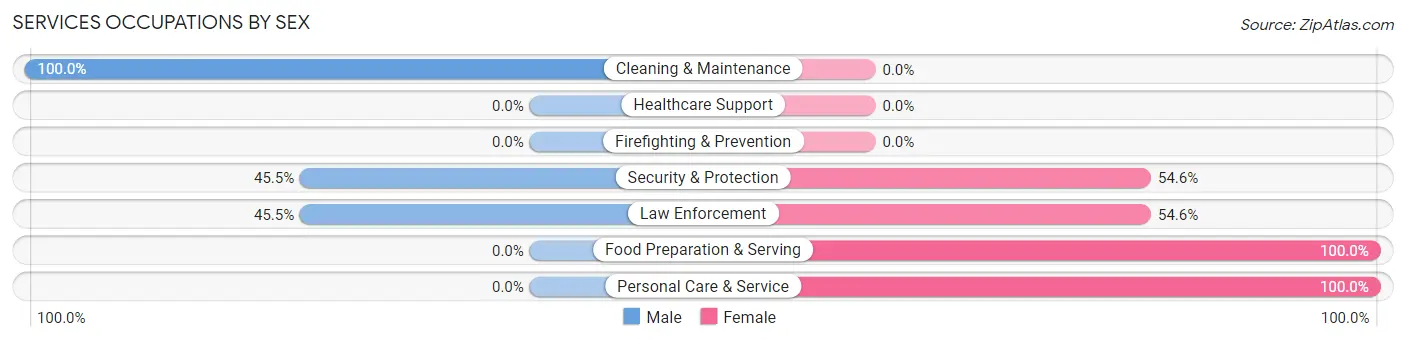 Services Occupations by Sex in Zip Code 23047