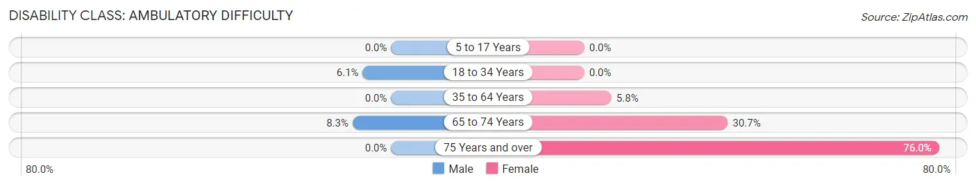 Disability in Zip Code 23065: <span>Ambulatory Difficulty</span>