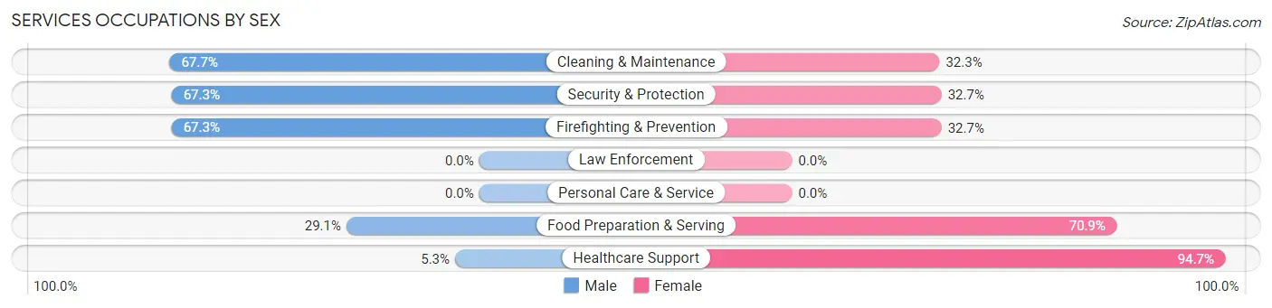 Services Occupations by Sex in Zip Code 23075