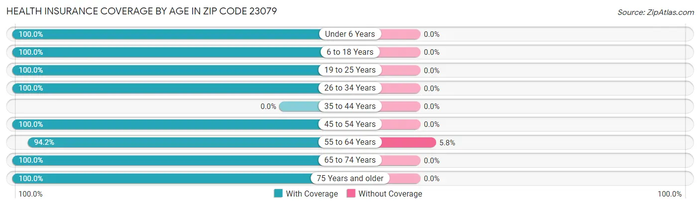 Health Insurance Coverage by Age in Zip Code 23079