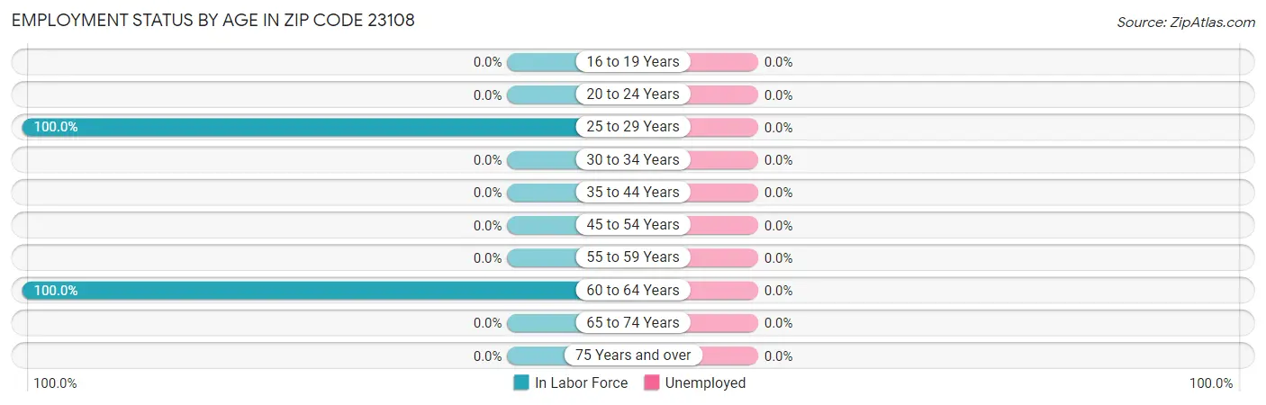 Employment Status by Age in Zip Code 23108