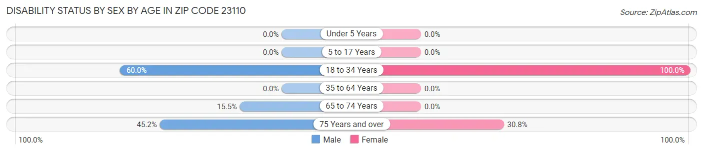 Disability Status by Sex by Age in Zip Code 23110
