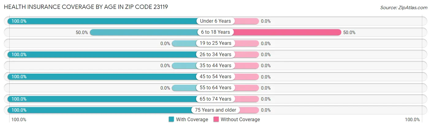 Health Insurance Coverage by Age in Zip Code 23119