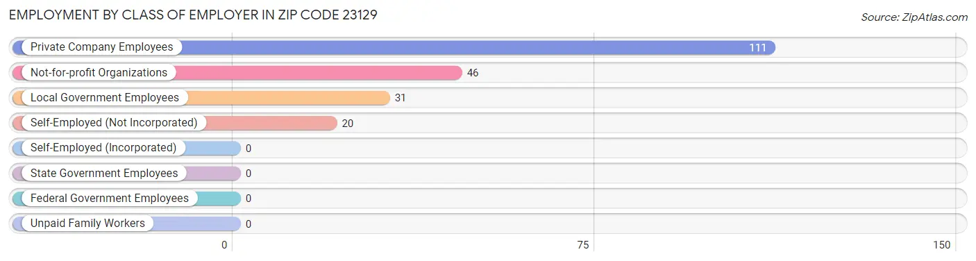 Employment by Class of Employer in Zip Code 23129