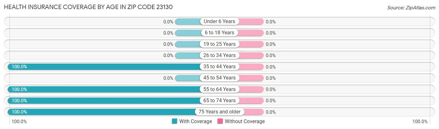 Health Insurance Coverage by Age in Zip Code 23130