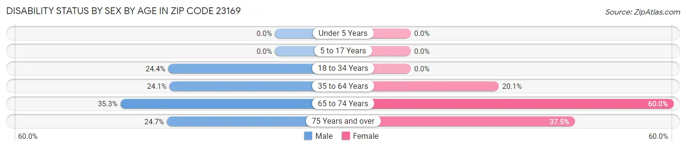 Disability Status by Sex by Age in Zip Code 23169