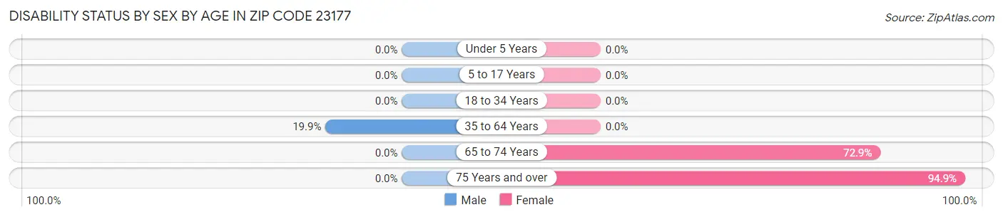 Disability Status by Sex by Age in Zip Code 23177